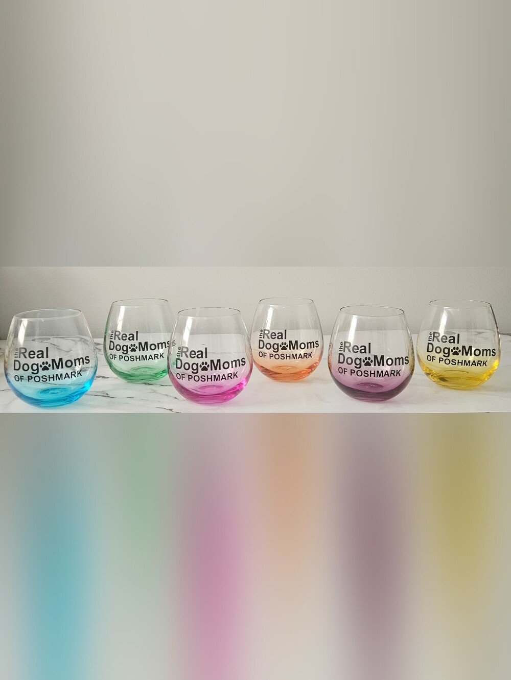 🐶🐾"The Real Dog Moms Of Poshmark" Stemless Glass Wine Glasses (15oz) - Pick 1